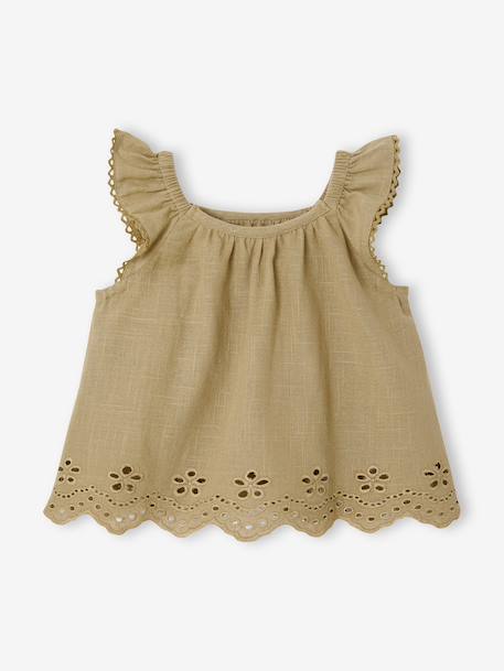3-piece baby girl set khaki - vertbaudet enfant 