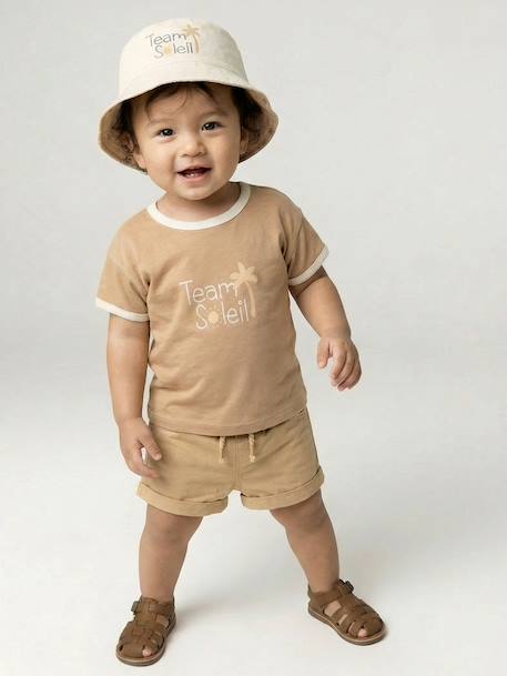 Boys' organic cotton T-shirt pecan nut - vertbaudet enfant 