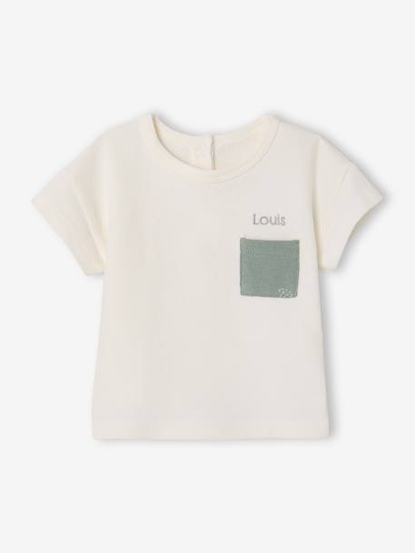 Ensemble short t-shirt à personnaliser noisette+vert sauge - vertbaudet enfant 