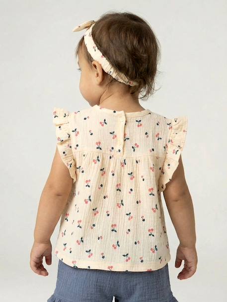 Girl's T-shirt, short and band for head accessories for hair set slate blue - vertbaudet enfant 