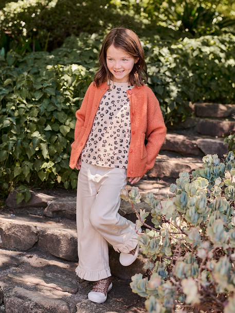 T-shirt fille imprimé manches courtes anthracite+beige+jaune pâle+sable - vertbaudet enfant 