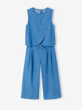 Girls-Outfits-Lightweight denim bermuda shorts and top set 