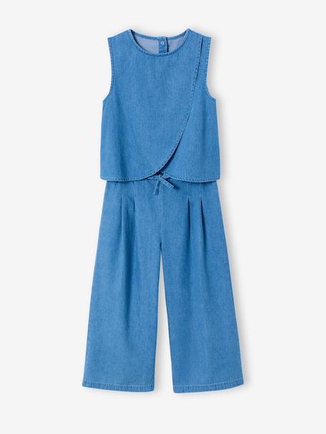 Lightweight denim bermuda shorts and top set medium blue - vertbaudet enfant 