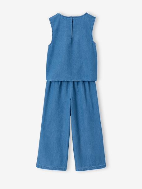 Lightweight denim bermuda shorts and top set medium blue - vertbaudet enfant 