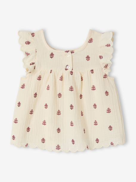 Sleeveless printed blouse ecru - vertbaudet enfant 