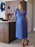 Long maternity and nursing dress grey blue+rose - vertbaudet enfant 