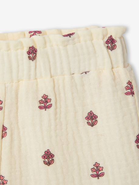 Pantalon large bébé fille gaze coton écru - vertbaudet enfant 