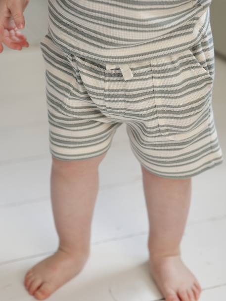 Honeycomb striped baby boy's shorts striped white - vertbaudet enfant 