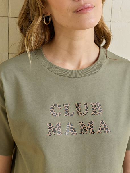 Organic Cotton* T-Shirt with Slogan, for Maternity cappuccino+ecru+khaki - vertbaudet enfant 