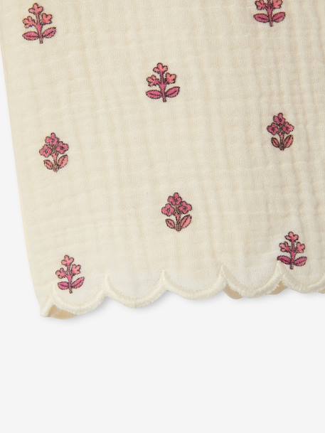 Wide-leg trousers for baby girls in cotton gauze ecru - vertbaudet enfant 