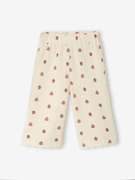 Pantalon large bébé fille gaze coton écru - vertbaudet enfant 