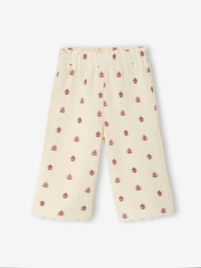 Baby-Wide-leg trousers for baby girls in cotton gauze