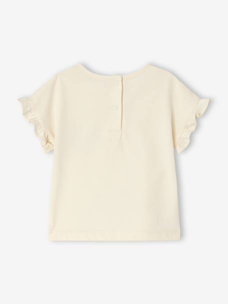 Girl's short-sleeved T-shirt ecru - vertbaudet enfant 
