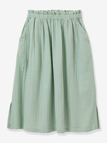 Jupe longue gaze de coton bio vert sauge - vertbaudet enfant 