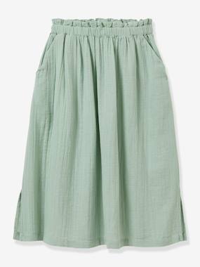 -Long organic cotton gauze skirt