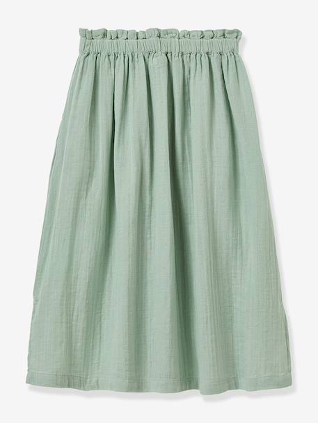 Long organic cotton gauze skirt sage green - vertbaudet enfant 