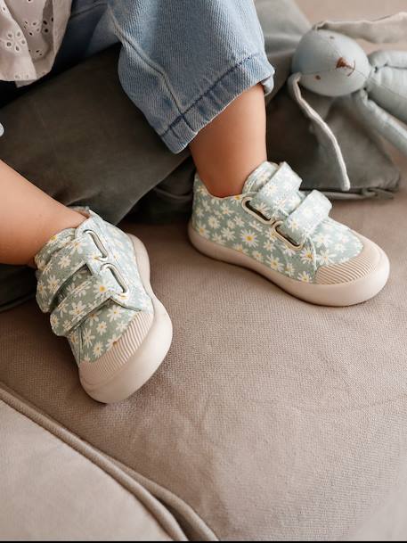 Touch-Fastening Trainers in Canvas for Baby Girls crystal blue+GREEN LIGHT ALL OVER PRINTED+printed pink+printed violet+set pink+White - vertbaudet enfant 