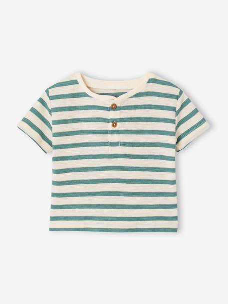 Organic cotton baby t-shirt blue+emerald green - vertbaudet enfant 