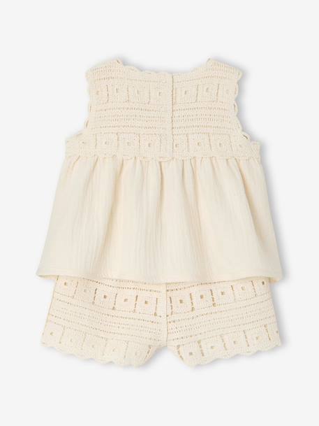 Crochet top and shorts set for baby girls ecru - vertbaudet enfant 