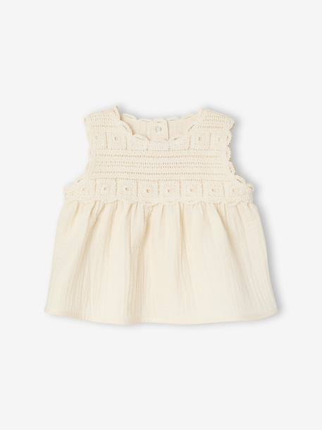 Crochet top and shorts set for baby girls ecru - vertbaudet enfant 