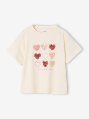 Girls-Short-sleeved t-shirt with hearts for girls