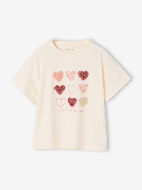 T-shirt manches courtes cœurs écru - vertbaudet enfant 