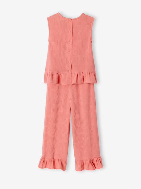 Set of blouse and frilled trousers coral - vertbaudet enfant 