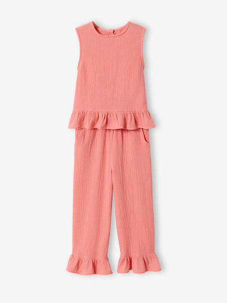 Set of blouse and frilled trousers coral - vertbaudet enfant 