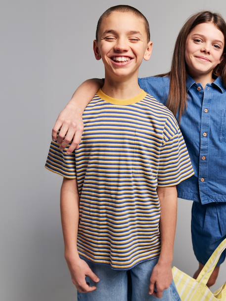 Boy's short-sleeved T-shirt striped blue - vertbaudet enfant 