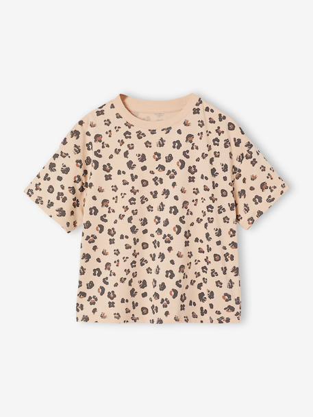 Short-sleeved printed T-shirt for girls anthracite+beige+pale yellow+sandy beige+vanilla - vertbaudet enfant 