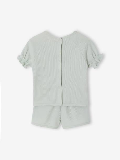 Pack of 2 practical girls' pyjama shorts sage green - vertbaudet enfant 
