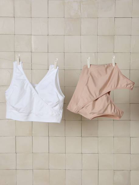 Pack of 2 Seamless Bras in Microfibre, Nursing Special beige+Dark Blue+Grey Anthracite - vertbaudet enfant 
