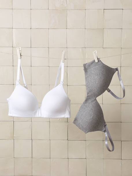 Pack of 2 organic cotton nursing bras marl grey - vertbaudet enfant 