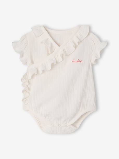 Baby girls' short-sleeved bodysuit ecru - vertbaudet enfant 