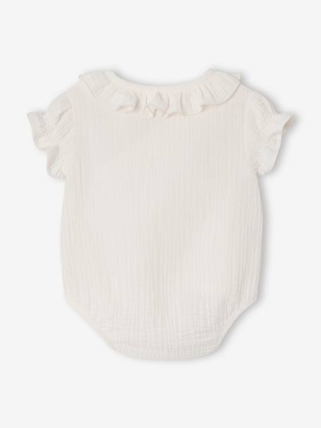 Baby girls' short-sleeved bodysuit ecru - vertbaudet enfant 