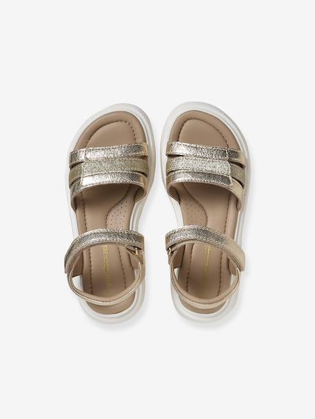 Girls' leather velcro sandals gold - vertbaudet enfant 