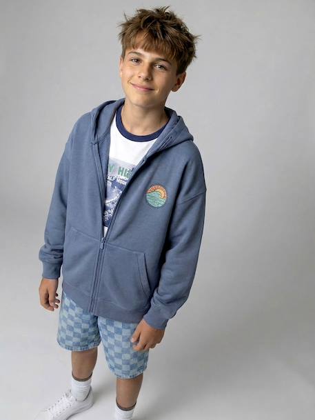 Zipped oversized sweatshirt grey blue - vertbaudet enfant 