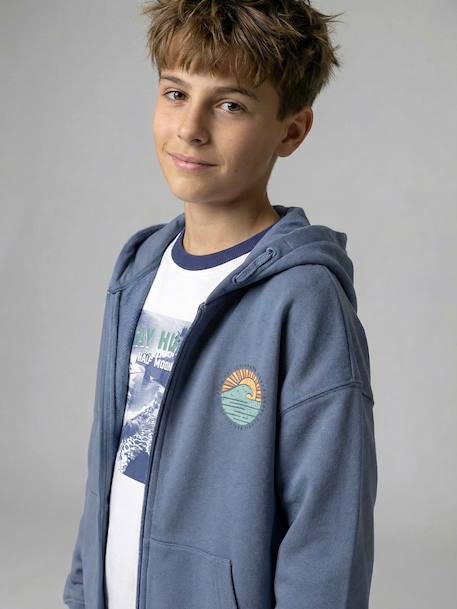 Zipped oversized sweatshirt grey blue - vertbaudet enfant 