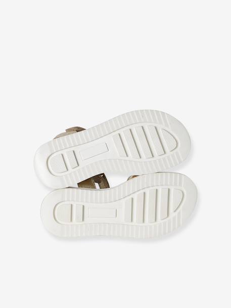 Girls' leather velcro sandals gold - vertbaudet enfant 