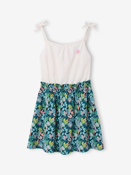 Girls' dress with thin straps navy blue+old rose - vertbaudet enfant 