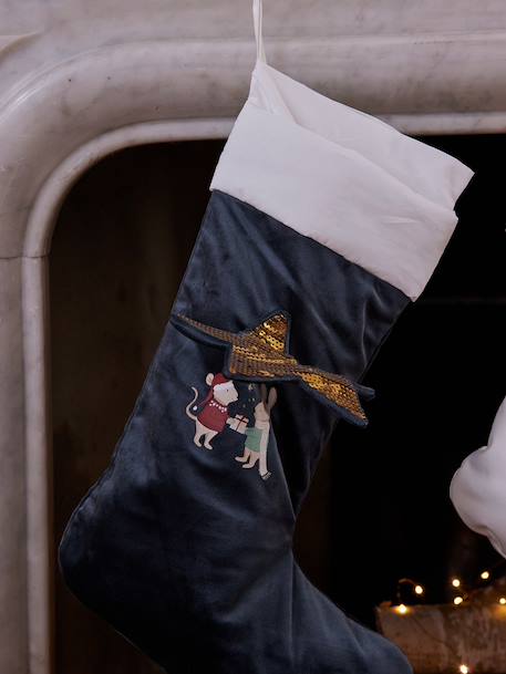 Chaussette de Noël velours souris et lapin vert - vertbaudet enfant 