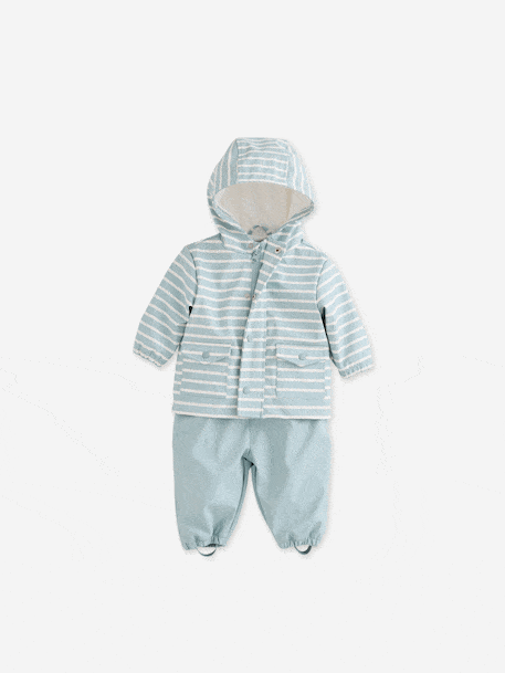 Rain coat and trousers set for baby boys grey blue - vertbaudet enfant 