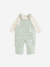 Baby dungaree and heart T-shirt set aqua green - vertbaudet enfant 