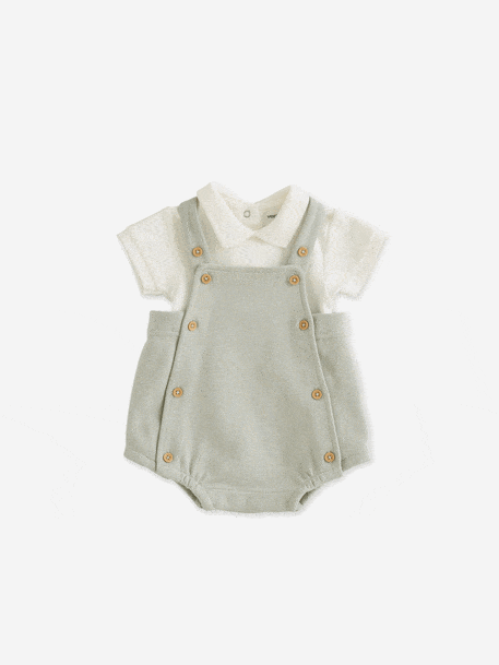 Ensemble 2 pièces barboteuse body bébé vert sauge - vertbaudet enfant 
