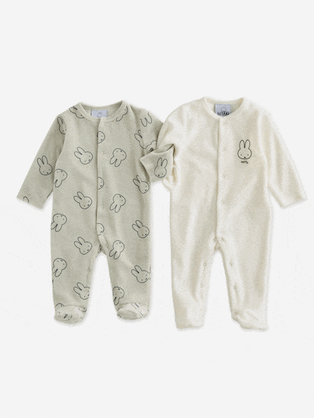 Lot pyjamas naissance bébé mixte Miffy vert de gris - vertbaudet enfant 