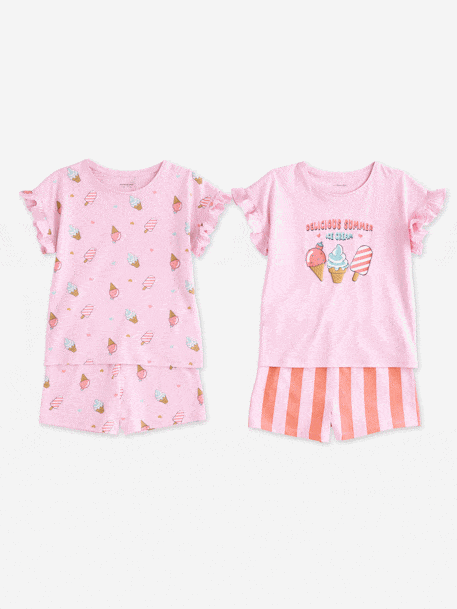 Pack of 2 girls' short-sleeved pyjamas rose - vertbaudet enfant 