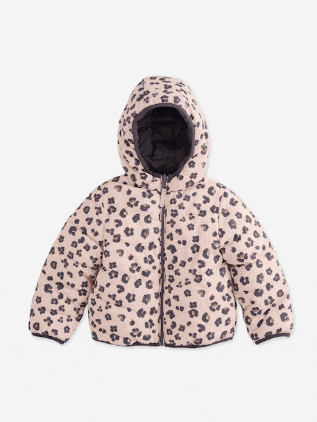 Doudoune fille légère réversible anthracite+rose pâle - vertbaudet enfant 