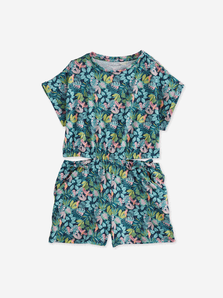 Girl's jersey playsuit ecru+multicoloured - vertbaudet enfant 