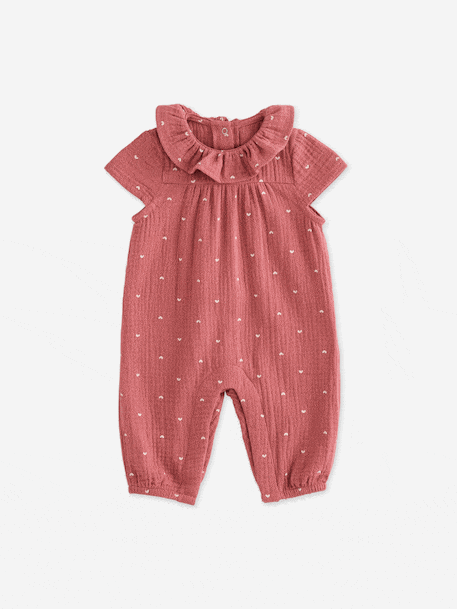 Baby girl's short-sleeved jumpsuit blush - vertbaudet enfant 