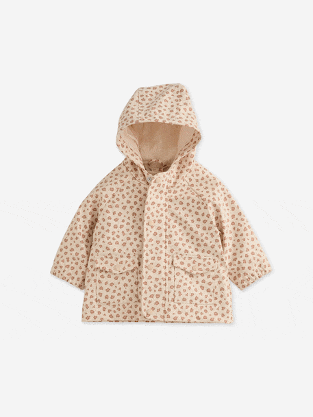 Rain coat 3-in-1 for baby girls with leopard print ecru - vertbaudet enfant 